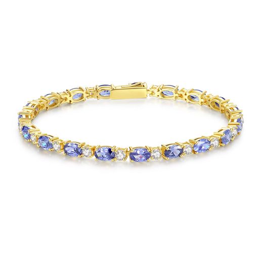 FANCIMEテニスブレスレットレディース幅4mm12月誕生石タンザナイトtennis腕輪ジルコニア14金メッキシル..