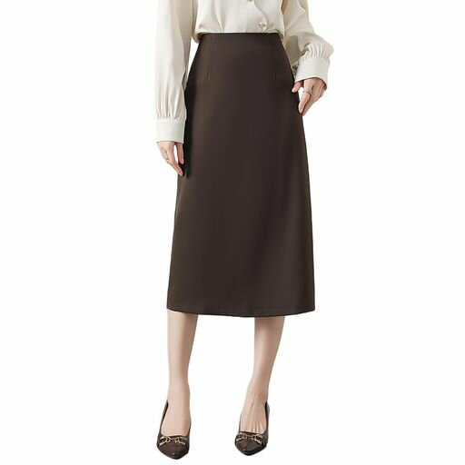 【ハイウエストでスタイルを強調】ハイウエストのデザインは、ウエストラインを強調し、全体のシルエットを美しく見せる効果があります。特にオフィススタイルでは、スタイリッシュさが求められる中で、このスカートは優れた選択となります。膝丈で落ち着いた...