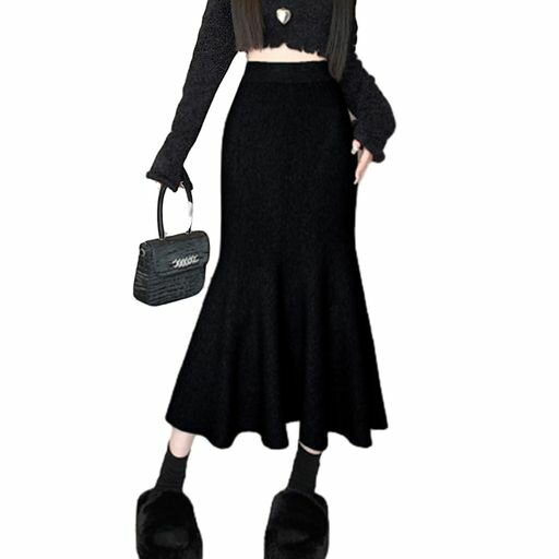 [CCGGOWMM]スカートレディースニットスカートミモレ丈マーメイドスカートロングスカート無地Aラインスカートフレアスカートふんわりゴムハイウエストゆったり着痩せカジュアルファッシ…