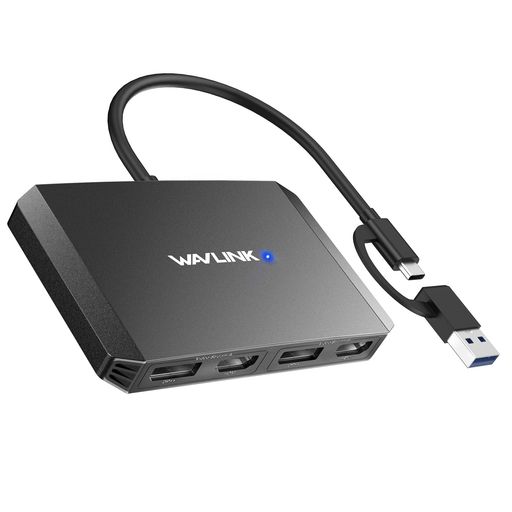 WAVLINK USB 3.0/USB C - DISPLAYPORTとHDMIアダプター DISPLAYLINK DUAL 4K@60HZ モニターハブ M1/M2 MACBOOK DELL HP SURFACE LENOVO用
