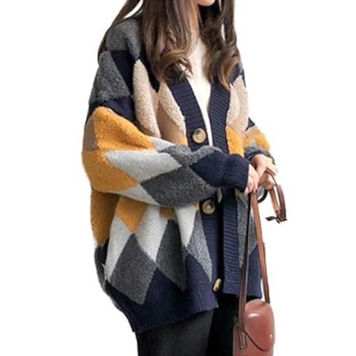 [DayaEmmoTQ]ロングカーデニットレディースセーター長袖コートボタントップスショルダー起毛柔らかストレッチ大きいサイズゆったりカットソー羽織り暖かい着痩せオフィス普段着通勤秋冬春