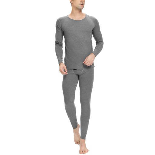 [Sillictor]あったかインナー上下セット防寒裏起毛ヒートテック長袖シャツ前開きロングタイツ保温インナー冬用DRTZqykグレーL