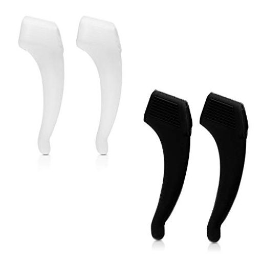 [kwmobile]ズレ防止めがね固定シリコン製-4個セット痛くないシリコン耳フックめがね留め-眼鏡サングラス用黒色マット/半透明対応(4)