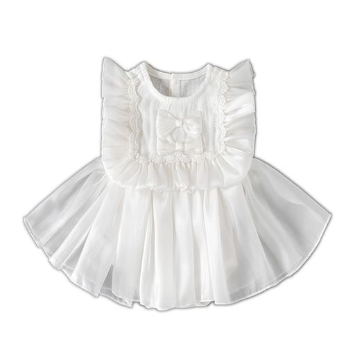 [ReegooPeter]ベビー服女の子ワンピースレースドレスセレモニー服綿100%夏服新生児服出産お祝いホワイト736-9ヶ月