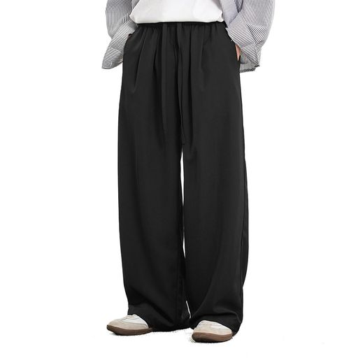 [LIBETTER] ワイドパンツ メンズ ズボン イージーパンツ 大きいサイズ ゆったり ストレートパンツ 春 夏服 秋 (JP, アルファベット, M, ブラック)