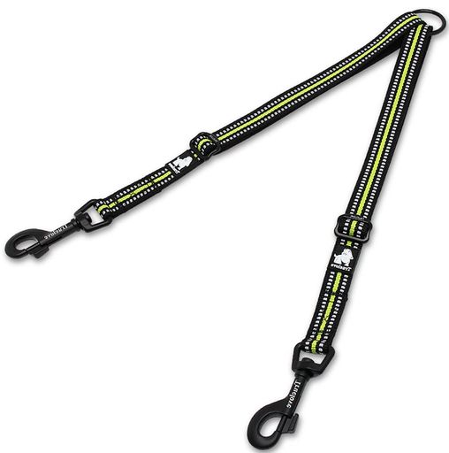 cocomall犬用リード2頭引リード3M反射材料牽引ロープペット用品小型、中型、大型犬適用散歩ひも二匹の犬多頭飼いお出かけ用便利丈夫ナイロン製(Mネオン・イエロー)