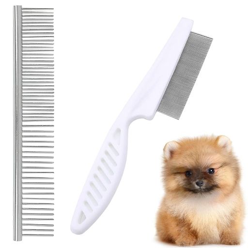 パッケージ内容:ノミ取り櫛+両目櫛2個セット効率的で快適な犬・猫用サイズ:ノミ取り櫛全長14cm、両目櫛16.5*3cm材質:ステンレス製 ペットコームは、ペットの被毛からノミを効果的に除去するために設計されたノミ取りコームです。すべてのペットのオーナーにとって不可欠なツールです。 両目櫛、左右で密度が違います。背中の毛をとかすための広い歯、目や耳、鼻、足などの細かい毛をとかすための細かい歯。頻繁に使用する場合でも耐久性があり、長く使用することができます。 このペット用コームは、犬にも猫にも使えるので、すべてのペットオーナーのための万能ツールです。材料で作られたペットコームは、耐久性があり、長持ちするので、頻繁に使用するのに最適です。ペットコーム-ノミ取りコームで、厄介なノミとおさらばしましょう。 このコームは、ノミや汚れを簡単に捕らえることができる密接に配置された歯を備えています。丸みを帯びた歯はペットの皮膚に優しく、梳かされている間に感じる不快感を軽減します。(猫、犬、うさぎなどの小動物には、皮膚を強く圧迫すると皮膚を傷めることがあるので、やさしく使用してください。)