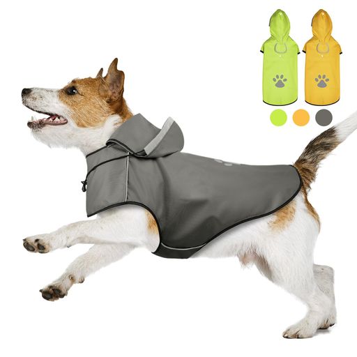 犬レインコートDQGHQME犬カッパ梅雨対策犬、通気帽子付散歩用犬カッパ夜間反射犬リード穴あり犬の防水ジャケット着脱簡単、犬用雨具完全防水多サイズ