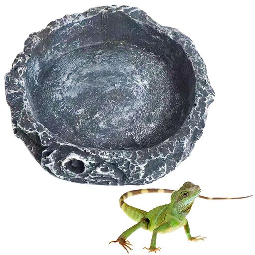 爬虫類の水皿のペット餌皿の餌ボール餌皿の自然な岩のイメージのペット餌セットカメのトカゲのカエルの..