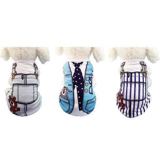 Peukialt犬服犬の服春夏秋3個入可愛いタンクトップメッシュキャラクター薄小中型犬服Tシャツ袖なし猫服..