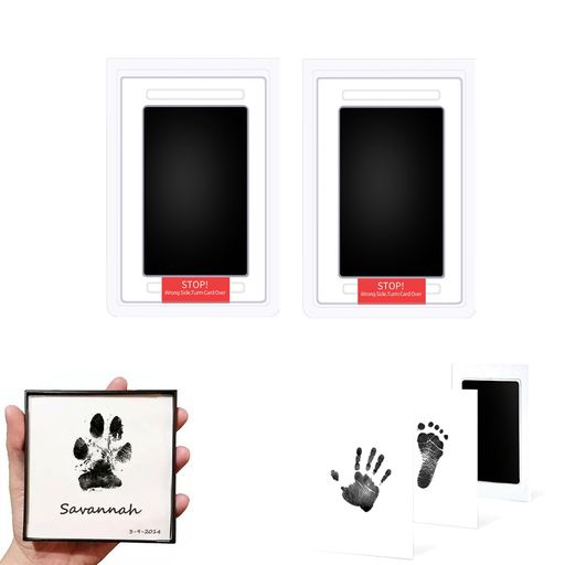 [LUYING]手形スタンプ手形足形2個セット直接接触なし誕生日プレゼント赤ちゃん手足成長記録肉球スタンプキット繰り返しペット足形記念品(黒ブラック)