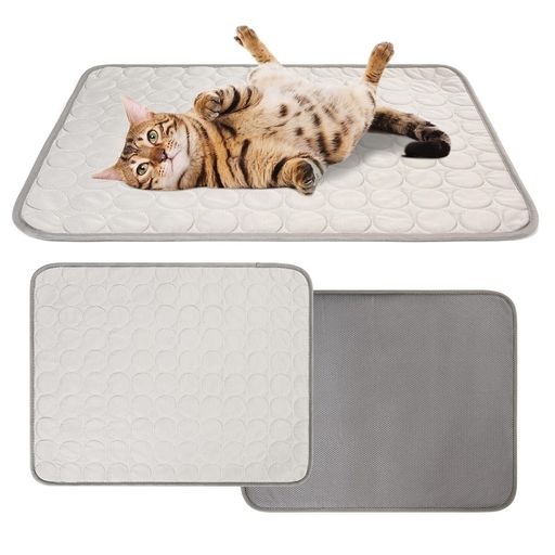 愛猫の夏を快適にプレミアムクールマット62x50cmグレー丸洗い可能冷感繊維滑り止め付きメッシュ裏地