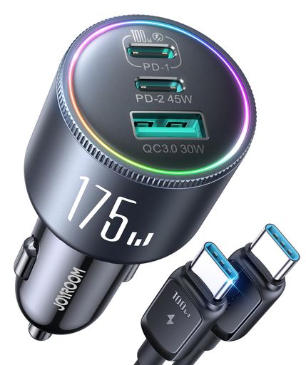 ⚡【最新バージョン175W急速充電・3ポート独立チップ設計】 USB-Cx2とUSB-Aの3ポート構成で、最大175Wの高出力を実現!PD100W、PD45W、QC30Wの独立したスマートチップを搭載し、3台のデバイスを同時にフルスピードで急速充電可能です。さらに【100W USB-Cケーブル付属】で、ノートPCやタブレットの即時充電もスムーズ。 🌲【豊富な急速充電プロトコル対応で万能】 - PD3.0、PPS、QC4.0/3.0、Galaxy AFC、Huawei FCPなど、主要な急速充電プロトコルに対応できます。スマートフォン、タブレット、ラップトップなど、幅広いデバイスに対応でき、シガーソケットPD充電器として、1台で全ての端末充電に対応可能です。 🏆【安全設計&amp;多重保護システム】カーチャージャー、PC系難燃性素材を採用した設計で過熱保護(OTP)、過電流保護(OCP)、過電圧保護(OVP)、低電圧保護(LVP)を含む多重保護システムを搭載しております。冷却通気口の設計で、長時間使用でも熱を抑え、安全性を徹底追求しました。急速充電と安全性能を兼ね備えたカーチャージャータイプCの新基準です。