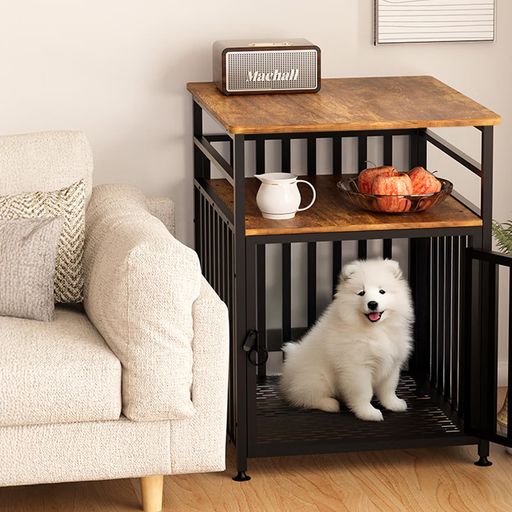 JSTTANC犬用ゲージ中小型犬用アイアンウッド製造多層収納スペース付きペットケージ室内室外兼用おしゃ..