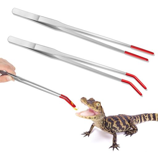 爬虫類ピンセット爬虫類給餌トング2個入り27cmステンレス製両生類給餌クリップ先端ゴム製多機能便利水..