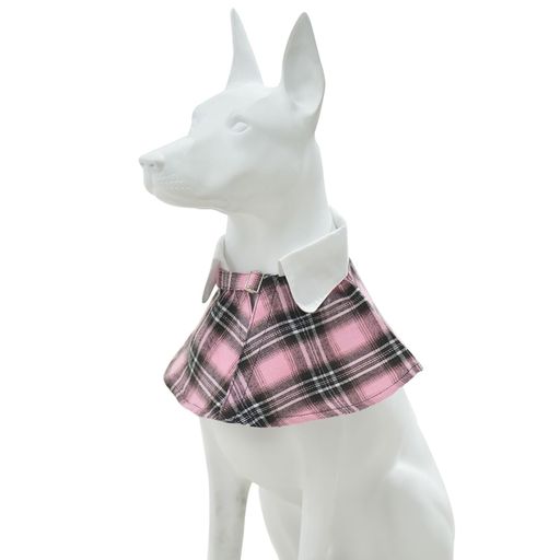 MAMOREペットバンダナチェック柄犬用スカーフ調整可能洗濯可能パーティー・結婚式用(ピンクL)