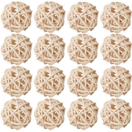 ペット用おもちゃ16個セットボール無着色ミニボールおもちゃ装飾ボール植物編み装飾品オウムハムスタ猫..