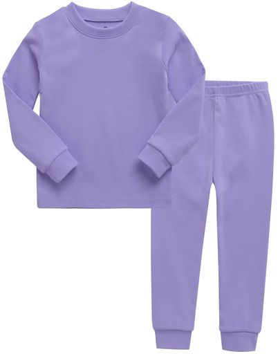 [VaenaitBaby]子供キッズパジャマルームウェア12か月-12歳コットン上下セットBasicLightpurpleJS