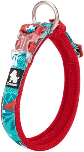 cocomall日本授権店犬首輪犬の首輪訓練用小型、中型、大型犬用ペット用品ナイロン製通気性弾力性ソフトメッシュ簡単装着おしゃれ調節可能(XXSblue&red)