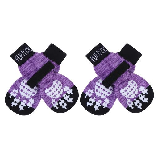 PUPTECK犬靴下滑り止めマジックテープ付き脱げない舐め防止肉球保護通気性柔らかい介護サポート転倒防..