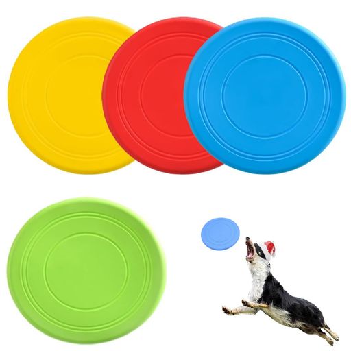 SensaBliss犬用フリスビー投げるおもちゃ4個セットシリコン製フリスビー柔らかいペットおもちゃフライ..