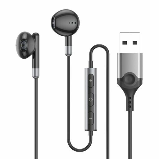 イヤホンマイクUSB有線ヘッドセット【2.3m】マイク付きイヤホン通話可能音量調節HIFI音質テレワークWEB会議Zoomパソコン用ゲーミングイヤホンUSB-A