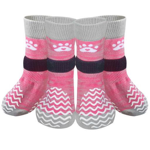 PUPTECK犬靴下滑り止め4個セットペット用靴下足カバーマジックテープ付き脱げない傷足舐め防止肉球保護..