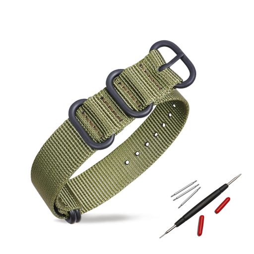 [DDYQQT]NATO時計交換用ベルト男性用女性用18mm20mm22mmユニバーサルウォッチ腕時計バンド(ブラックバックルアーミーグリーン20mm)