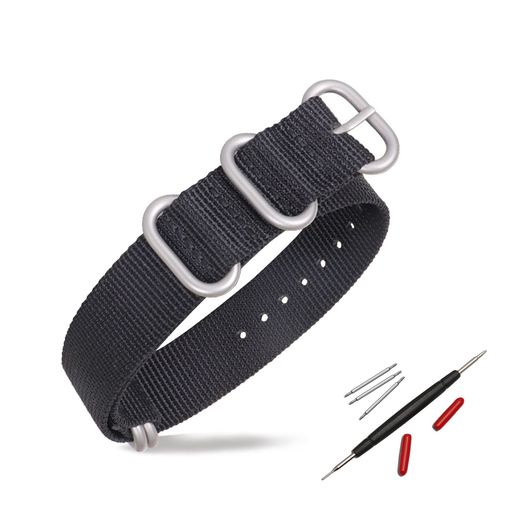 [DDYQQT]NATO時計交換用ベルト男性用女性用18mm20mm22mmユニバーサルウォッチ腕時計バンド(シルバークラスプブラック22mm)