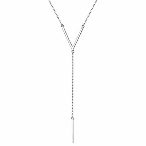 Necklace - [ChicSilver]ロングペンダントy字ネックレスレディース人気シルバー925シンプルアクセサリー