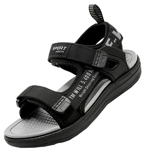 [WUIWUIYU]ボーイズサンダルキッズスポーツサンダル男の子サマーシューズ大きいサイズ軽量歩きやすい水陸両用子供靴ブラック23cm