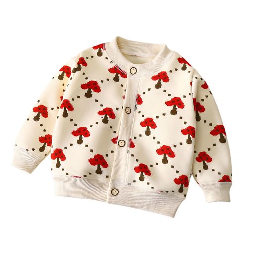 [LiryShowfoevng]カーディガンニット子供服キッズ女の子長袖カーデトップス裏起毛丸首お洒落かわいい柔..