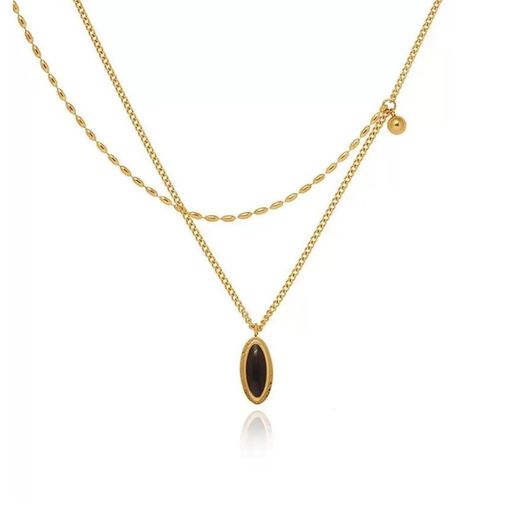 [Moonstan]ネックレス2連レディース人気ゴールドシルバー金属アレルギー対応サージカルステンレスペン..