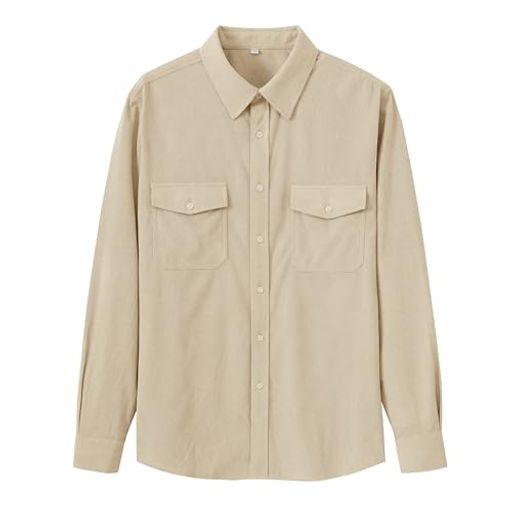 [MoFiz] シャツ メンズ 長袖 ワイシャツ カジュアルシャツ 開襟 春 秋 服 大きいサイズ ゆったり ボタン おしゃれ 柔らかい トップス 無地 シンプル 普段着 通勤 アウトドア