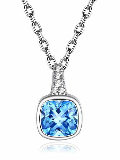 [FindChic]ネックレスレディースシルバー925アクアマリン大ぶり3月誕生石スクエアペンダント金属アレル..
