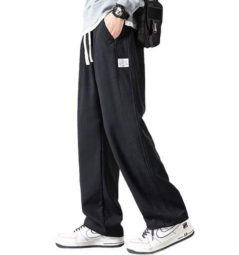 [Kayiyasu]ワイドパンツメンズズボンスラックスストレートパンツ涼しい快適通気性調整紐ゆったり無地スウェットパンツカジュアル大きいサイージーパンツロングパンツボトムス春夏(3XLブ…