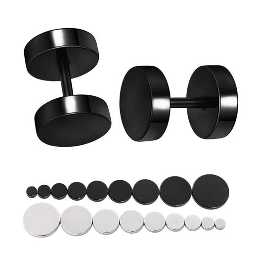 YOLOOダンベルピアススタッドピアスメンズレディース兼用サージカルステンレス製アレルギー対策シルバ..