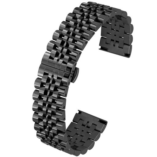 [KaiTian]22mm時計バンドステンレス黒腕時計ベルトステンレス替えベルト金属ベルト