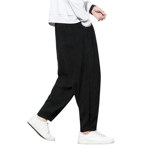 [YUSHOW]ズボンメンズバギーパンツ秋冬サルエルワイドオーバーサイズリラックスイージーパンツゆったりボトムス袴ストリート系ブラック3XL
