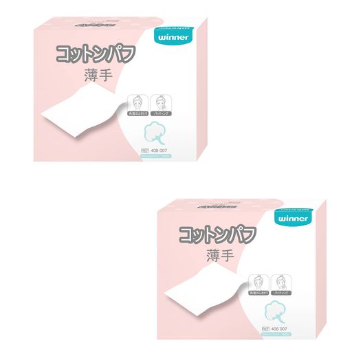 Winner コットンパフ 大判 天然コットン100% 化粧水用 美顔器用 薄手 6x7cm 520枚入x2個セット