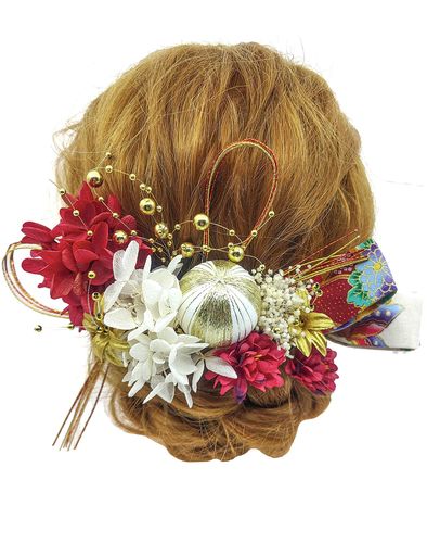[JZOON]髪飾りドライフラワー花飾りヘアアクセサリーヘアーアクセサリー結婚式成人式卒業式謝恩会七五三和装振袖着物浴衣袴紫陽花水引和玉