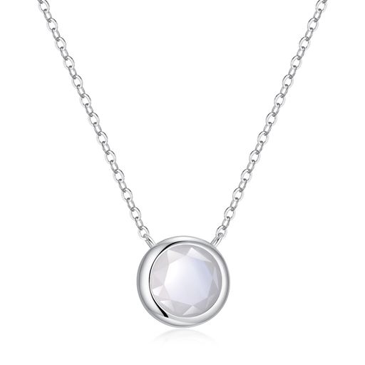 [コアイ]ムーンストーンビーズ6月誕生石ネックレスシルバーチェーンレディース