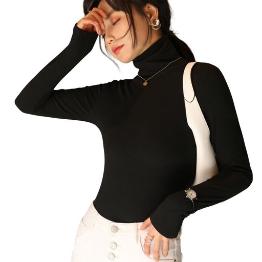 [Z8two]レディースタートルネック秋冬ハイネックセーターンナータイトハイネックTシャツ女性長袖リブTシャツトップス柔らか伸縮性よい通勤プルオーバー無地着回し着痩せ暖かおしゃれ