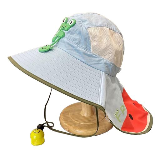 [LEZOOY]キッズ夏UPF50+フラップキャップメッシュ速乾通気吸汗あご紐ン広いつば太陽の帽子調節可能な柔らかいUVカットハット幼児サファリハット日焼け止め入園海遊び旅行ビーチハット春…