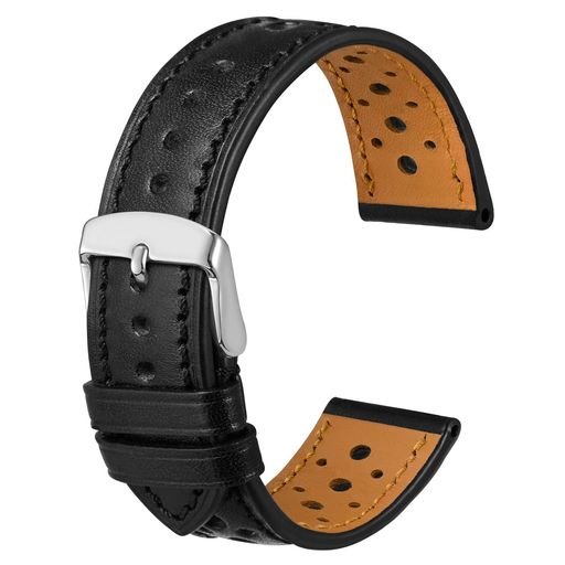 高品質な牛皮:本ウォッチバンドは、丈夫で通気性の良い本革を使用して作られており、長期間の使用に耐えられます ラリースタイルのパンチングデザイン:独特なパンチングデザインで、通気性が高く、スタイリッシュな印象を与えます。いつも快適にご使用いただけます 幅広いサイズ選択:18mm、20mm、22mmの3種類のサイズを用意しており、ほとんどのウォッチに対応可能です。正確にルグ幅を測定して、適切なサイズを選んでください ステンレス鋼バックル:丈夫で錆びにくいステンレス鋼製のバックルを採用しており、安全で使いやすいです 便利な付属品:ウォッチバンドの取り付け・外しが簡単にできる取り付けツールと、4本の予備の生耳が同梱されています