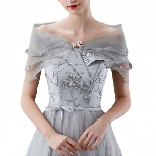 [RuiChy]メッシュストールレースショールマフラー結婚式花嫁パーティー肩掛けショート丈透け感薄手夏カ..