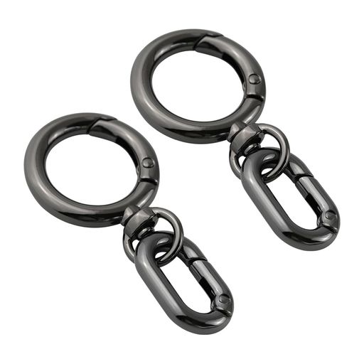 钥匙圈 - [FUSSED] 2個 キーリング、バックパックのバックル スプリングゲートOリング ラウンドスナップクリップ 亜鉛合金 キーリングバックル用,ロブスタークラスプを作る DIY クラフト (ブラック)