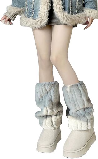 [Viktrui]レッグウォーマーモコモコ足首ウォーマーレッグウォーマーふわふわ暖かい防寒靴下ロングレディースフェイクファー長靴カフスカバー女性女の子ルーズソックス冷え対策可愛い(30cm)の商品画像