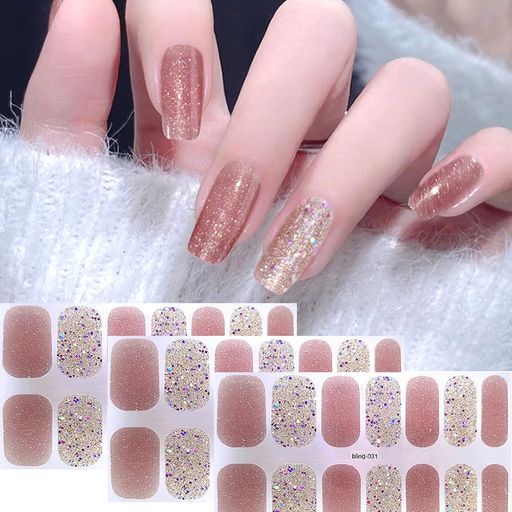 HIVOGUE ネイルシール 手用 3枚入り 貼るだけ ネイルステッカー キラキラ 可愛い ショート 初心者 bling06 (bling031(3枚))