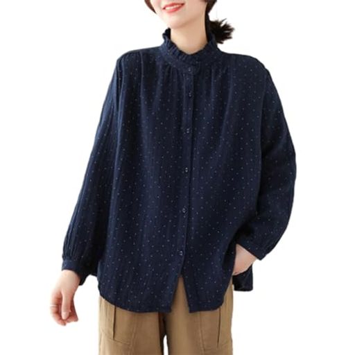 柔らかくて肌触り良くて快適な着心地になるブラウスです。柔らかくて軽やかな風合いの棉麻素材を採用したブラウスので、優しい肌触り、優れた通気性や型崩れしにくいのが特徴です。薄手でさらりとした着心地が春、夏のシーズンに重宝するトップスです。1枚では勿論ですがコーディネートの幅も広がり、忙しい朝など、パッとコーデがキマります。優雅で快適です、縛られる感じがしない。 着回しアイテムとして優秀なシンプルのブラウスが登場。程よい丈感で窮屈感なくて動きやすい。フリル襟が上品な大人きれいめスタイルにぴったり。このブラウスがシンプルなデザインにされた。ゆったりで上品なデザインで、普段ウェアはもちろん、通勤シャツとしても素敵。水玉模様のシャツは、その魅力は、多くの場合、光の知的な美しさを示すの優雅さにあり。華やかなレトロ感が落ち着きのある女らしさを引き出します。 フェミニンなデザインが大人可愛いのフリルブラウス。上品で軽やかなデザインでコーディネートに取り入れやすく様々なシーンで活躍します。大人カジュアルスタイルにピッタリのデザインが今っぽく、オシャレなシャツブラウスです。